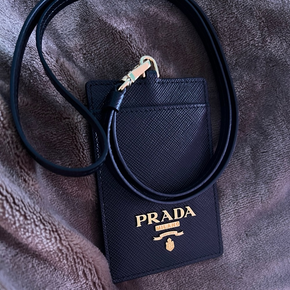 Prada Saffiano Leather ID Badge Holder. Brand new with box and authenticity card